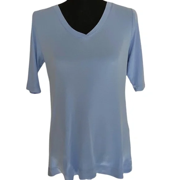 ☀️ J JILL Perfect Pima V-neck Elbow Sleeve Tee, Size Small - Picture 7 of 7